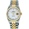 Image 2 : Rolex Mens 2 Tone 14K Mother Of Pearl VS Diamond 36MM Datejust Wristwatch