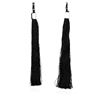 Image 2 : Double Silk Tassel Braided Necklace - Rhodium Plated
