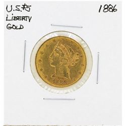 1886 $5 Liberty Head Half Eagle Gold Coin