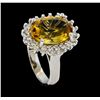 Image 4 : 5.37 ctw Citrine Quartz  and Diamond Ring - 14KT White  Gold