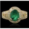 Image 2 : 14KT Yellow Gold 2.05 ctw Emerald and Diamond Ring