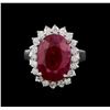 Image 2 : GIA Cert 9.95 ctw Ruby and Diamond Ring - 14KT White Gold