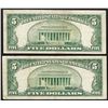 Image 2 : Set of (2) 1953 $5 Silver Certificate Notes