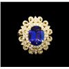 Image 2 : 4.12 ctw Tanzanite and Diamond Ring - 14KT Yellow Gold