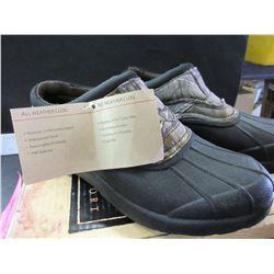 New all weather Clogs size 9 / Back of one shoe has a small tear see pics