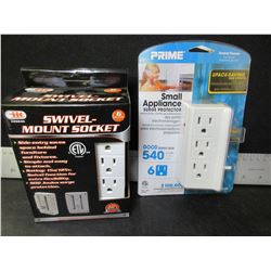 lot of 2 New 6 outlet surge protectors / 1 has swivel mount