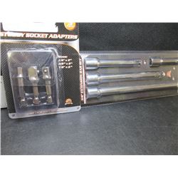 New 3 piece Stubby Socket Adaptors & 4 piece 3/8 drive extension set
