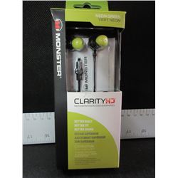 New Monster Clarity HD High Def. in-ear Headphones / neon green