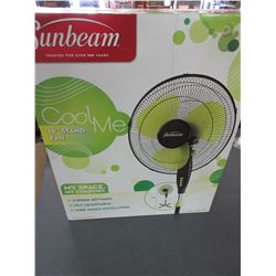 New Sunbeam 16" stand fan / 48" tall / 3 speed / tilt /