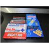 Image 1 : Lot of New First Aid / 120 Bandaids / first aid cream / anti-itch / muscle rub