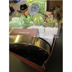 Flat of Assorted Items / Fan / clock / Water pic shower head / and more