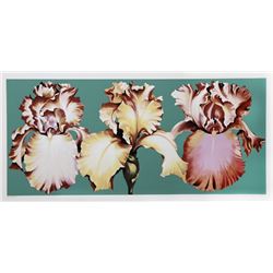 Lowell Blair Nesbitt, Three Irises on Green, Serigraph