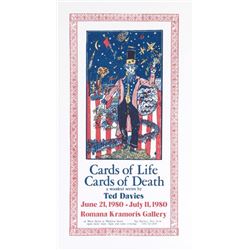 Ted Davies, Cards of Life - Cards of Death Exhibition, Woodcut Poster
