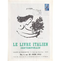 Marc Chagall, Le Livre Italien Contemporain (First Issue), Lithograph with UN Stamp