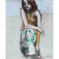 Anton Refregier, Seated Girl, Pastel Drawing