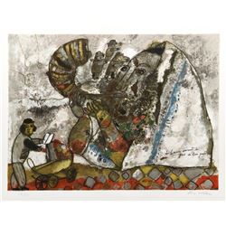 Theo Tobiasse, Les Hommes Arrivent du fond de leur passe, Lithograph