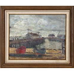 Boris Vasiloff, Tzavikstaturt (Boat Docks), Oil Painting