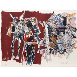 Moshe Gat, Girl with Donkey from People in Israel, Lithograph