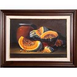 Armando Ahuatzi, Calabazas, Oil Painting