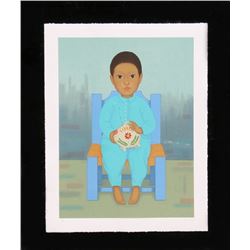Gustavo Montoya, Nino con Puerco, Lithograph