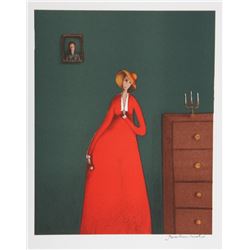 Branko Bahunek, The Woman in Red, Lithograph
