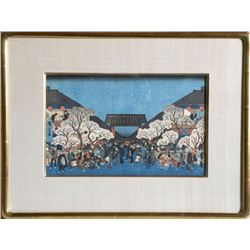 Utagawa Hiroshige, Cherry Blossoms at Night in the Yoshiwara, Woodblock