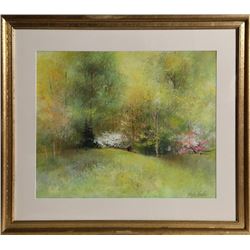 Joseph Barber, Spring Landscape, Gouache Painting