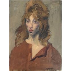 Raphael Soyer, Portrait of Woman , Oil Painting