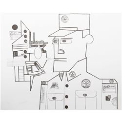 Saul Steinberg, The Customs Agent from the Peace Portfolio, Lithograph