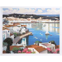 Ramon Pujol, Cadeques on the Boardwalk, Silkscreen