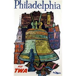 David Klein, Philadelphia - Fly TWA, Travel Poster