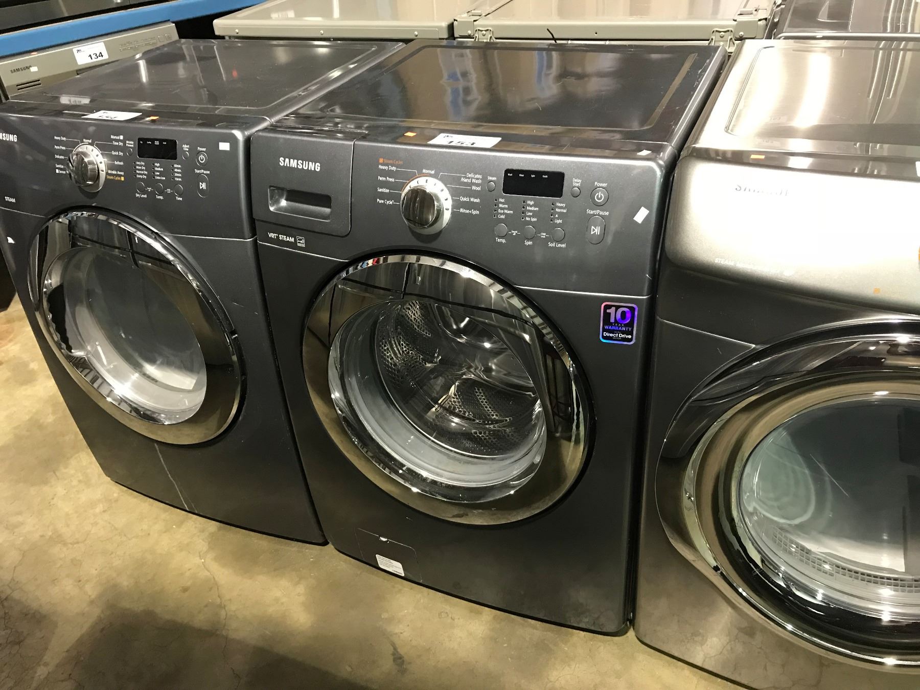 GREY SAMSUNG VRT STEAM FRONT LOADING WASHING MACHINE - Able Auctions