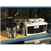 Image 1 : JACK LALANNE JUICER/TASSIMO SINGLE CUP BREWER/2 ELECTRIC KNIVES/STAINLESS FAN/RCA WHITE MICROWAVE