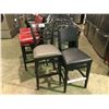 Image 1 : 2 ASSORTED NEW WOOD AND LEATHER AND CLOTH BAR STOOLS