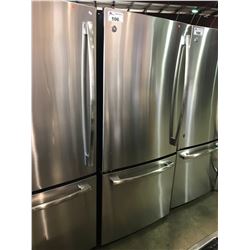 GENERAL ELECTRIC STAINLESS STEEL LEFT HAND OPEN BOTTOM  SWING DOOR FREEZER REFRIGERATOR,