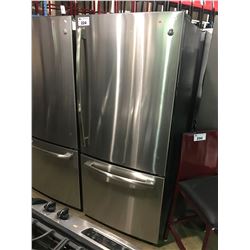 GENERAL ELECTRIC STAINLESS STEEL RIGHT  HAND OPEN BOTTOM  SWING DOOR FREEZER REFRIGERATOR,