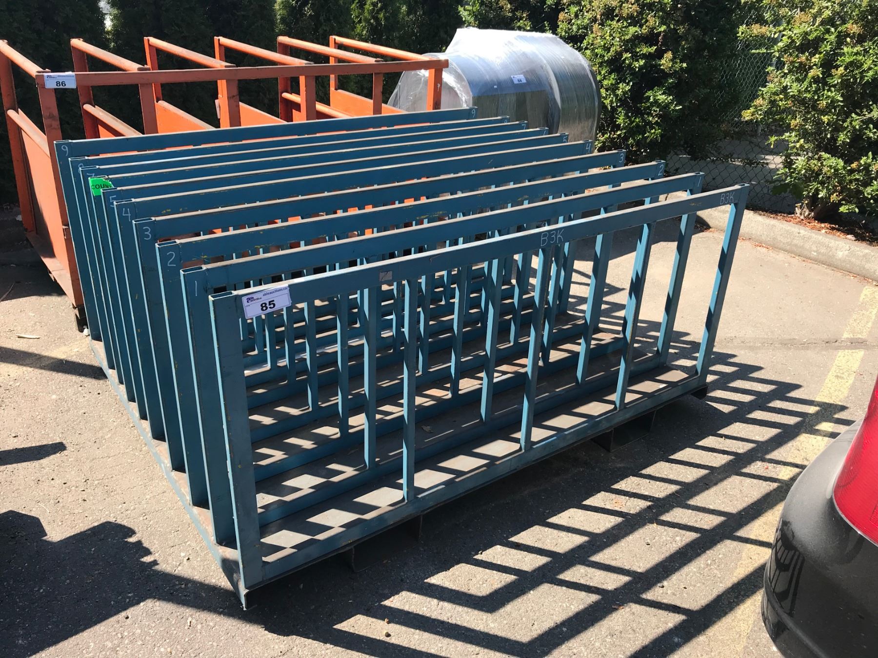 9 SLOT BLUE INDUSTRIAL SHEET METAL TRANSPORT RACK - Able Auctions