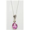 Image 1 : 14K GOLD ENHANCED PINK SAPPHIRE(2.6CT) DIAMOND (0.06CT) PENDANT WITH 10K CHAIN