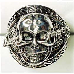 STERLING SILVER 'GRIM REAPER' SHAPED MEN'S RING. APPROX RETAIL $100