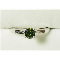 10K WHITE GOLD GREEN DIAMOND(0.36CT) RING, MADE IN CANADA. APPRAISED VALUE $1605