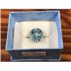 Image 1 : STERLING SILVER BLUE TOPAZ & DIAMOND SOLITAIRE RING WITH CERTIFICATE OF AUTHENTICITY