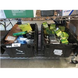 2 TUBS OF ASSORTED AUTOMOTIVE PARTS & FILTERS