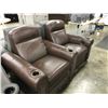 Image 2 : BROWN LEATHER 2 SEAT MOTORIZED RECLINING THEATRE CHAIRS