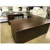 Image 1 : DARK WOOD 8' X 6'' U-SHAPE EXECUTIVE DESK, WITH MATCHING 6' CREDENZA