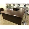 Image 2 : DARK WOOD 8' X 6'' U-SHAPE EXECUTIVE DESK, WITH MATCHING 6' CREDENZA