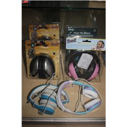 4 PAIRS OF CHILD'S EARMUFFS AND 2 PAIRS OF CHILD'S HEADPHONES