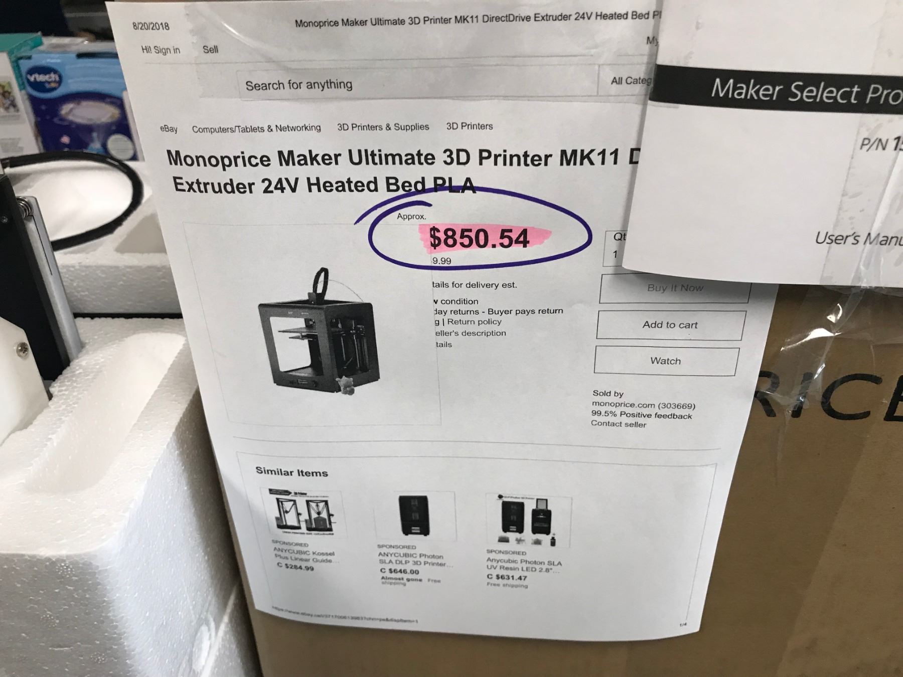 Monoprice Maker Ultimate 3d Printer Mk11