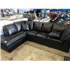 Image 1 : BLACK LEATHER 4 SEAT SOFA WITH CHAISE LOUNGE