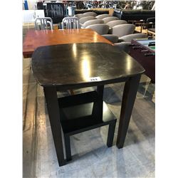 DARK WOOD BAR HEIGHT DINING TABLE WITH END TABLE