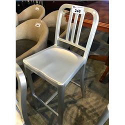 BRUSHED METAL BAR HEIGHT STOOL